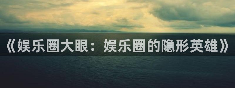 PG电子2平台：《娱乐圈大眼：娱乐圈的隐形英雄》