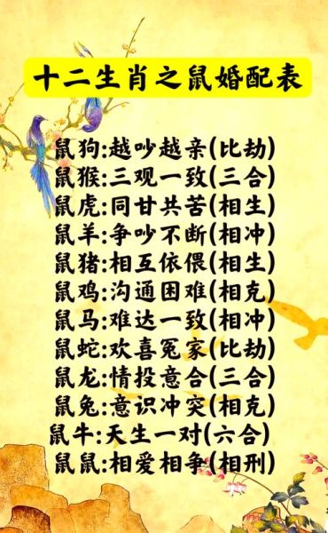 生肖鼠婚姻配偶属相（生肖鼠最宜婚配属相大全）