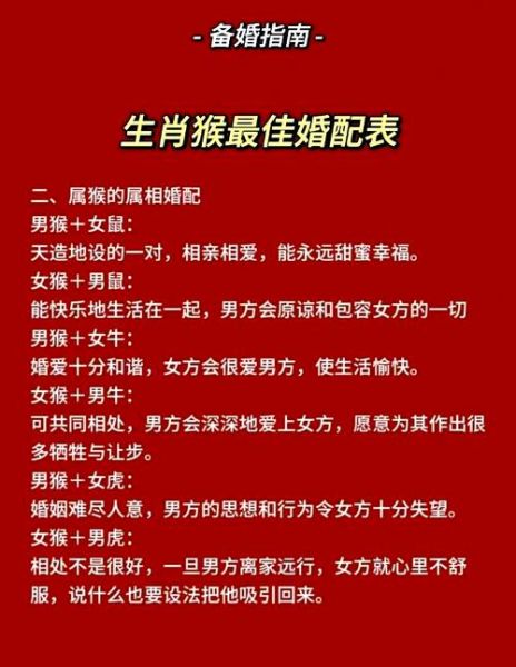 生肖猴婚姻配对最佳属相（生肖猴最佳婚配属相是哪几个？）