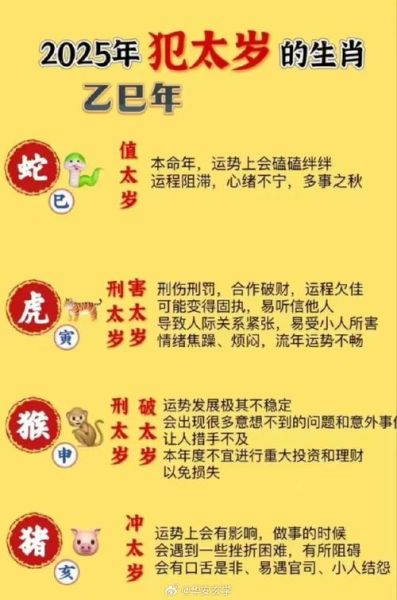 年份属相与生肖相冲（2025年犯太岁的4大生肖及化解）