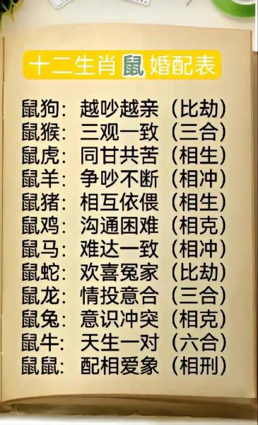 生肖鼠的配对属相（生肖鼠的婚配属相一览表）