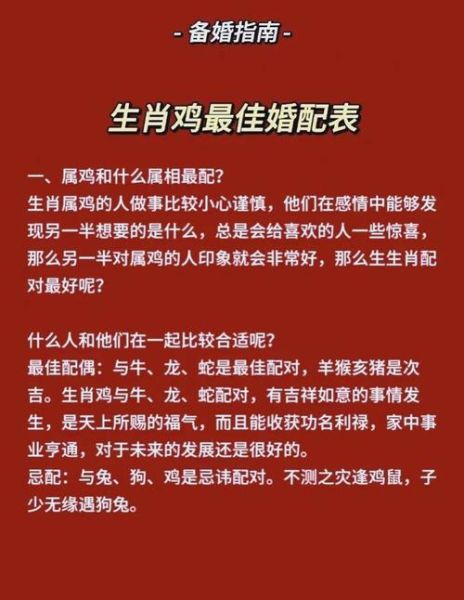 生肖属鸡和什么属相配（属鸡和什么属相最配婚姻佳？）