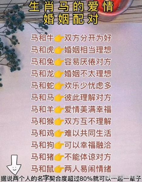 生肖马相配属相（生肖马相配属相婚姻配对表）