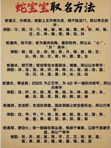 起名 生肖属相（2025属蛇宝宝取名宜忌大全）