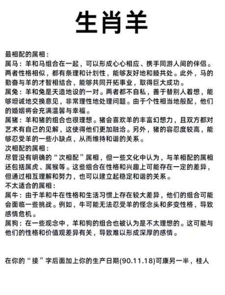 姻缘生肖属相配对（属羊和什么属相最配婚姻表）