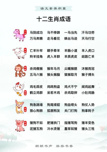 生肖属相配成语（生肖属相配成语大全一览表）
