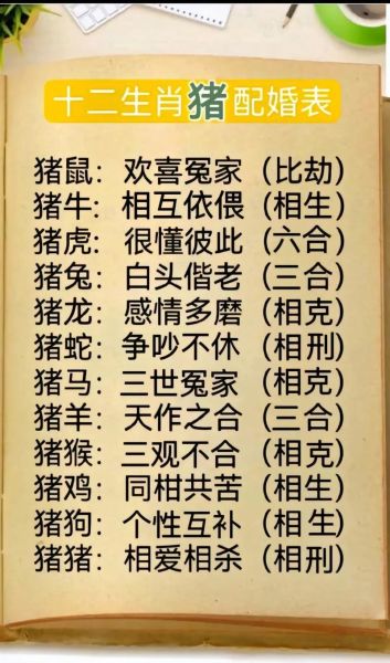 生肖猪婚配什么属相（属猪最佳婚配属相详解）