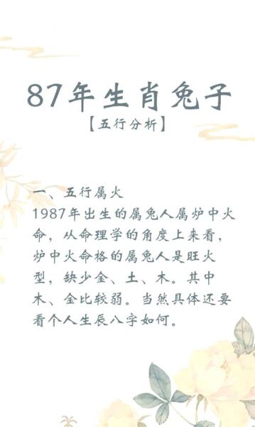 87年属什么生肖属相（87年属什么生肖，运势如何一眼看懂）