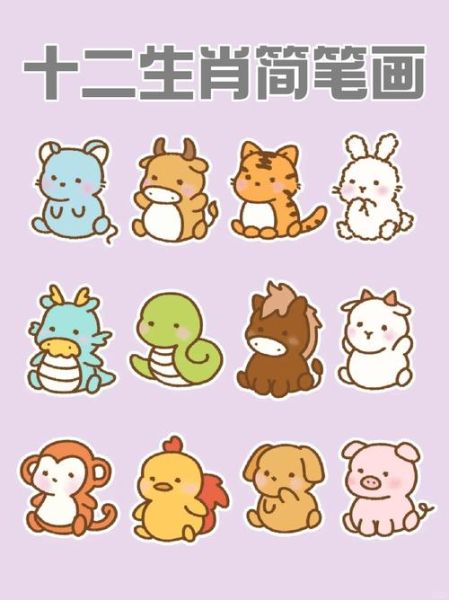 儿童生肖属相画图（儿童十二生肖简笔画步骤图）